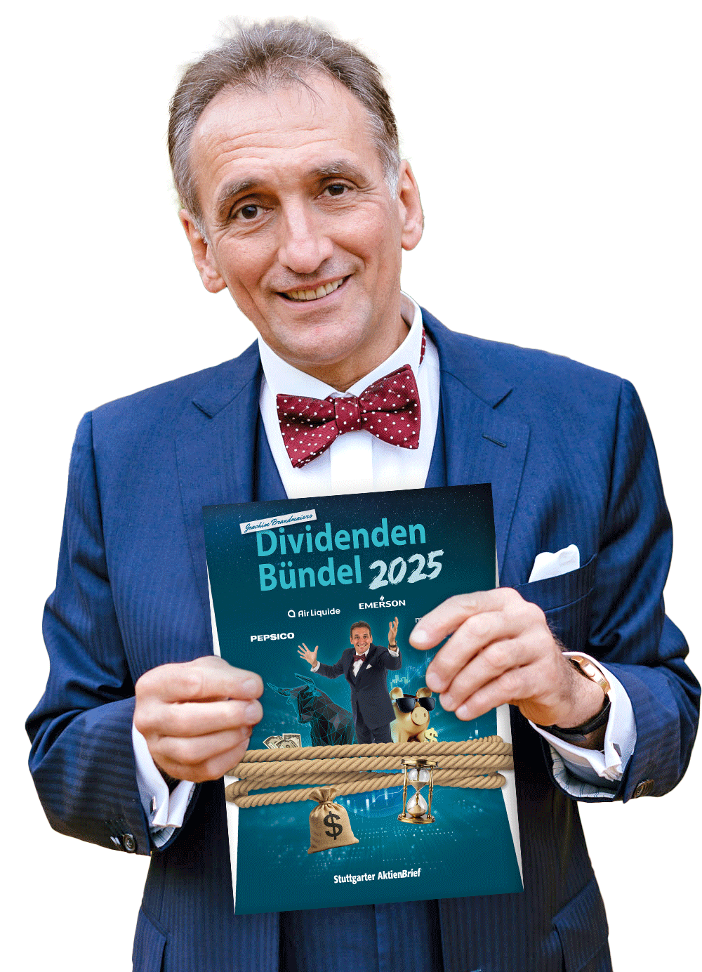 Joachim Brandmaier präsentier sein neues Dividendenbündel, Bild anklicken um zu bestellen ...
