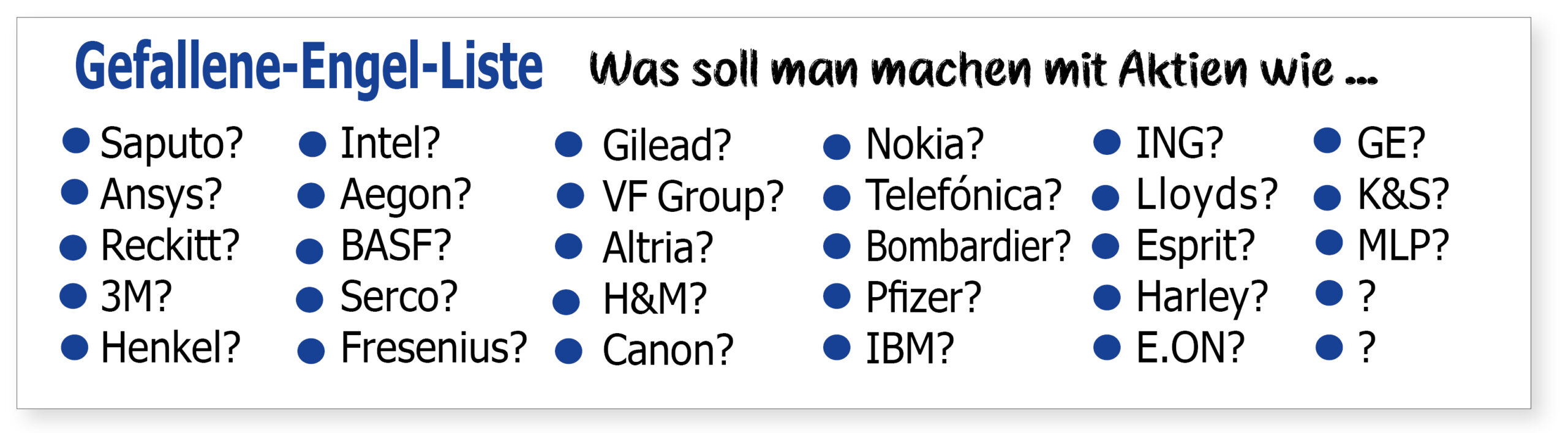 Gefallene Engel-Liste